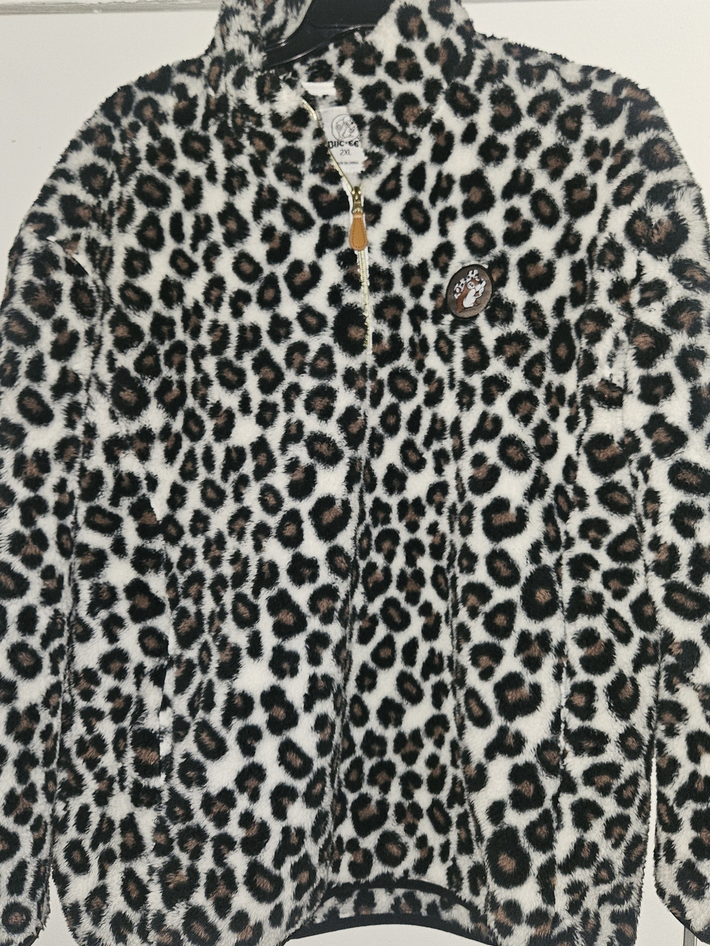 Buc-ee's Adult Fleece Leopard Print 1/4 Zip Pullover 2X